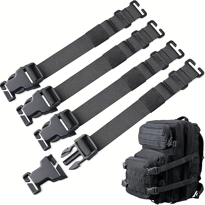 Fanny Pack Extender Strap 6-Pack Adjustable Backpack Straps with Buckle for Tactical Pack Attachment(Army green)
