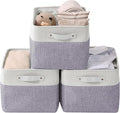DECOMOMO Storage Baskets for Shelves - Fabric Storage Bins Linen Closet Organizers and Storage (Purple &amp White Large - 3 Pack)