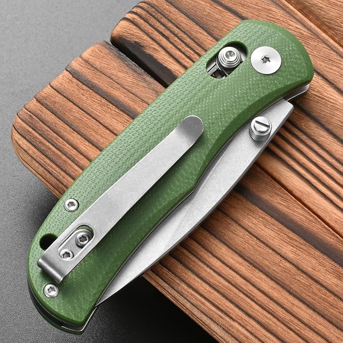FF22 Folding Pocket Knife VG10 Steel Blade G10 Handle Full Tang Knife for Outdoor Camping Hunting Hiking Survival (Green)