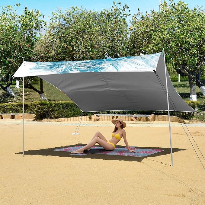 ALAZA White Cow Beach Tent Sun Shelter Portable Canopy Sunshade for Outdoor Camping Picnics Backyard Fun 10x9 ft