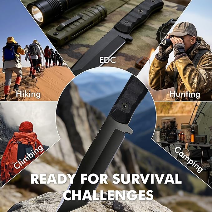 SK1 Fixed Blade Knife with SheathTanto Blade Nylon Fiberglass Handle Full Tang EDC Knives for Outdoor Working Camping Hiking Sruvival