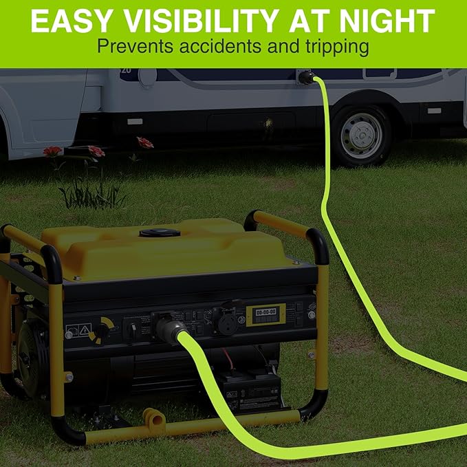 Nilight 50FT 30Amp Generator Extension Cord 125V Heavy Duty 10/3 Gauge Pure Copper STW Wire UL ETL Listed 4 Prong L14-30P L14-30R Weatherproof Suit for Camper Outdoor Use Bright Green