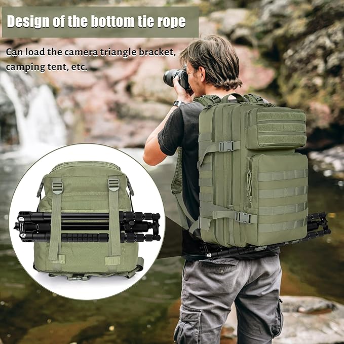 Createy 45L Military Tactical Backpack Large 3 Day Assault Pack Molle Bag Rucksack Bug Out Bag for Camping Hunting Hiking