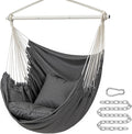 SONGMICS Hammock Chair Load Capacity 500 lb Hanging Chair with 2 Cushions Large Hammock Swing with Chain and Pocket for Indoor Outdoor Living Room Bedroom Slate Gray UGDC197G02