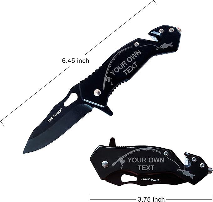 Personalized Fishing Gifts for Men Husband Friend Dad Grandpa Brother Coworker - Custom Engraved Pocket Knife for Fisherman - Gift Idea for Fishers for Christmas Father's Day (Customize it!)