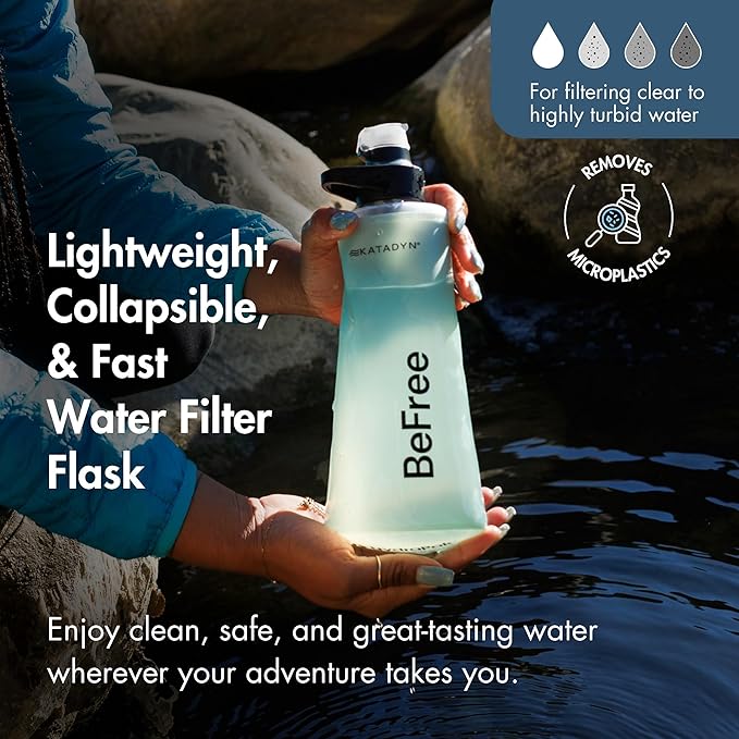 Katadyn BeFree 1.0L Ultralight Collapsible Water Filter Bottle for Hiking Camping Backpacking