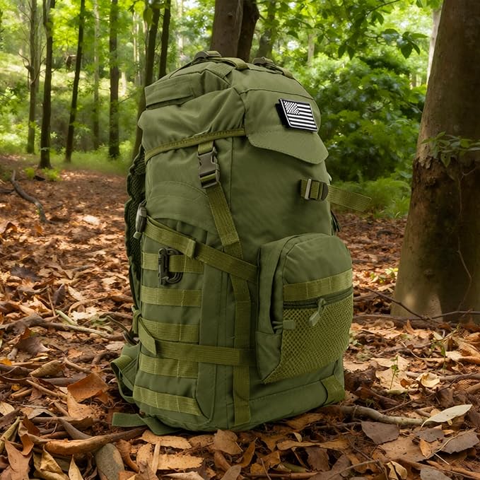 50L Tactical Backpack for Men and Women Water-Resistant Molle Rucksack Large Military Assault Pack for Hiking Hunting Camping Gym &amp Outdoor Survival Green