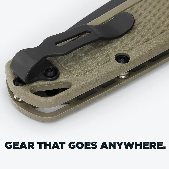 Benchmade - Bugout Outdoor EDC Folding Knife Slim Lightweight Plain Edge Drop-Point Blade CPM-S30V Stainless Steel (58-60HRC) Grivory Handle (535GRY-1)