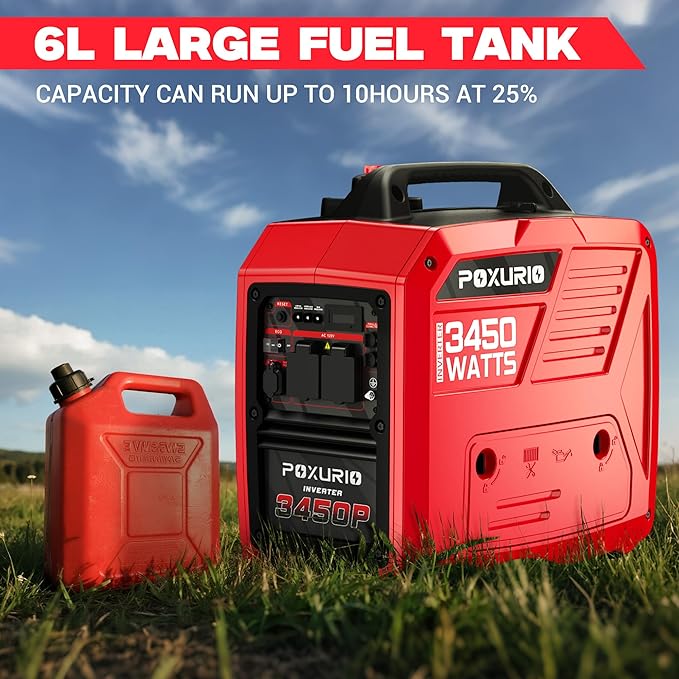 3450-Watt Portable Inverter Generator for Camping &amp RV 1.6 Gallon Gas Tank for 8.3 Hours Use 120V Gas Powered Generator Ultra-Quiet Operation EPA Compliant