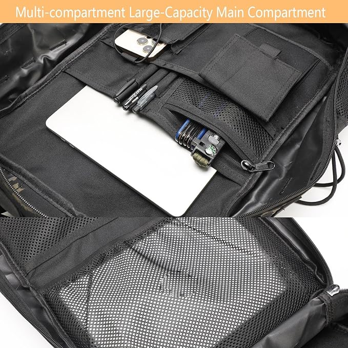 Tactical Backpack for Men Military Backpacks with Gun Holster Bug Out Bag 3 Day Assault Pack Large Molle Gun Backpack Pistol Bag of Handgun Black Camo