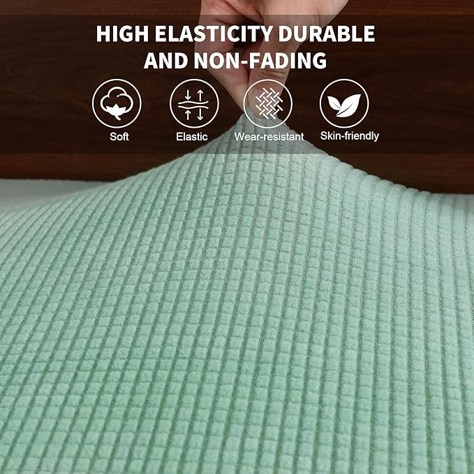 KRFOONN RV Dinette Cushion Covers Stretch Camper Cushions Cover Replacement Couch Cushion Slipcovers Washable Loveseat Slipcovers for Travel Trailer Couch (2 Backrest Cover &amp 2 Bench Cover Green)