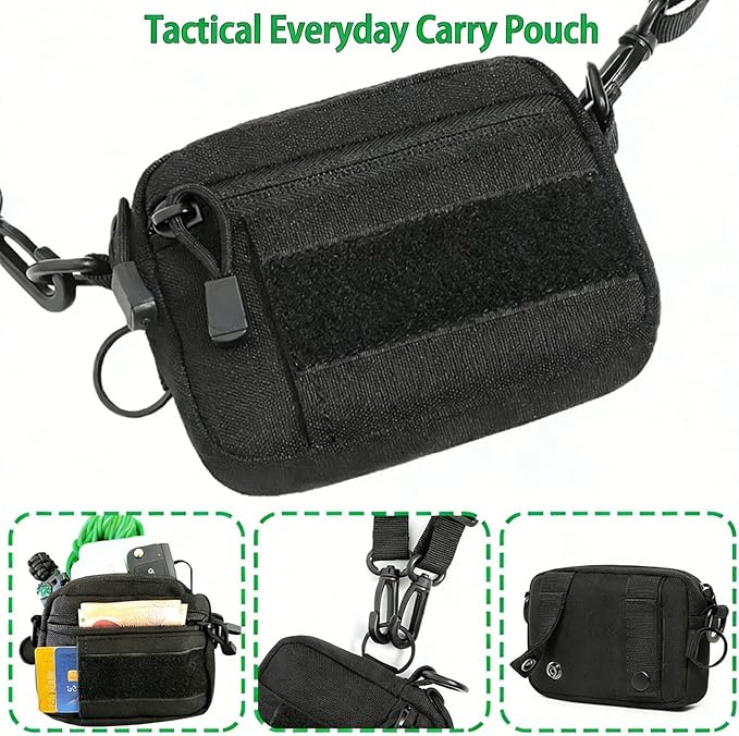 Tactical Crossbody Everyday Carry Pouch Compact Molle Waist Pack &amp Shoulder Bag 600D Nylon Organizer for Daily Essentials