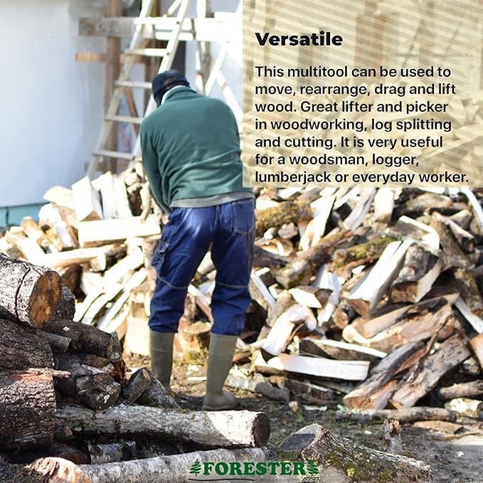 FORESTER Pickaroon Logging Tool | USA Hickory Handle | Hookaroon Logging Tool | Log Roller Tool &amp Forestry Tools for Dragging and Stacking Logs