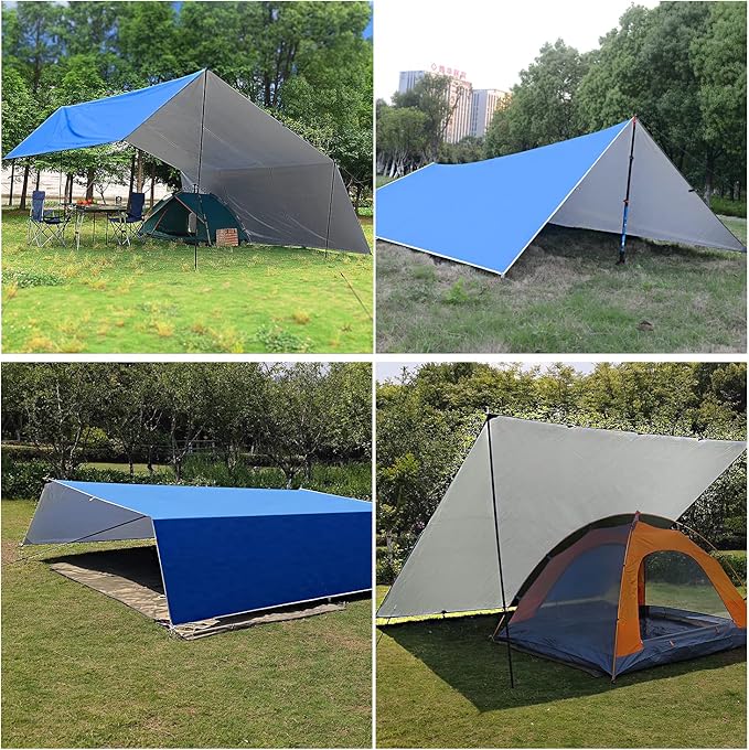 Wind Tour Portable Multifunctional Tent Footprint Traveling Awning Backpacking Rain Fly Tent Waterproof Shelter Outdoor Camping Sun Shelter for Hiking Beach (118177 in)