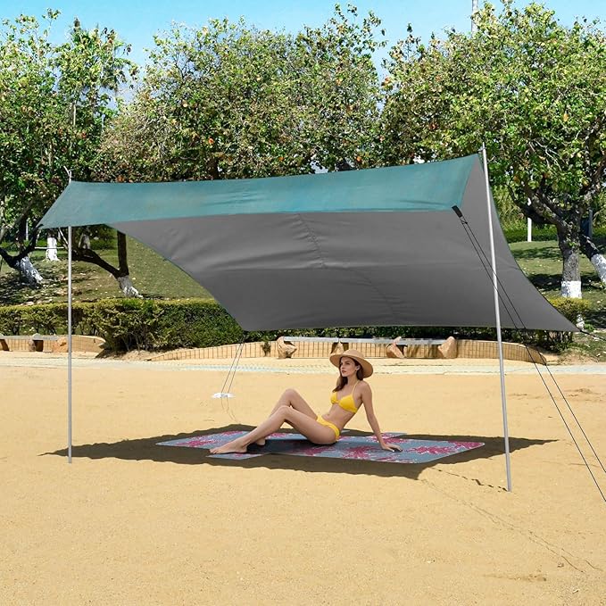ALAZA Funny Pug Dog Yoga Beach Tent Sun Shelter Portable Canopy Sunshade for Outdoor Camping Picnics Backyard Fun 10x9 ft