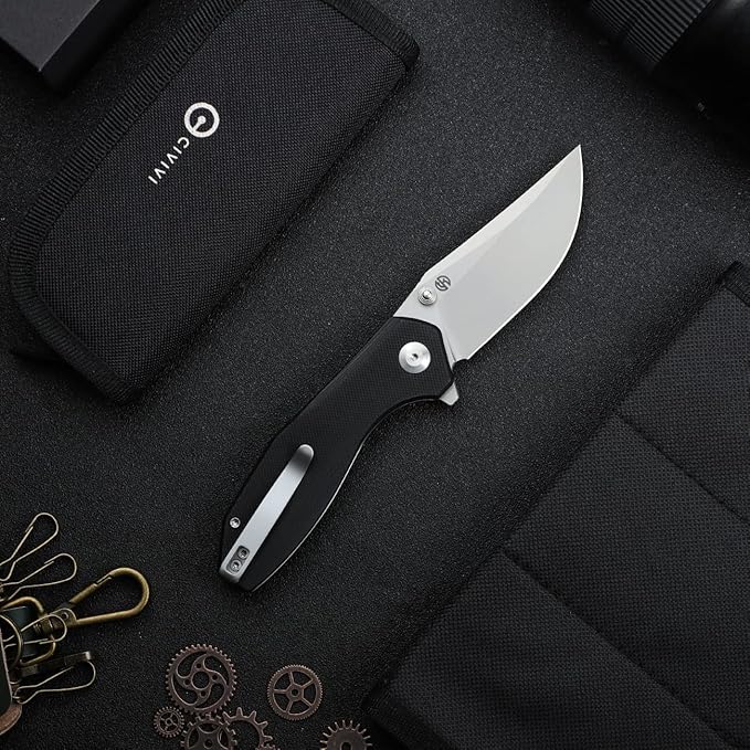 CIVIVI ODD 22 Pocket Knife for EDC Tuffknives 2.97 inch 14C28N Blade G10 Handle with Thumb Stud and Reversible Pocket Clip Folding Knife for Utility Hiking Camping Fishing Work Outdoor C21032-1