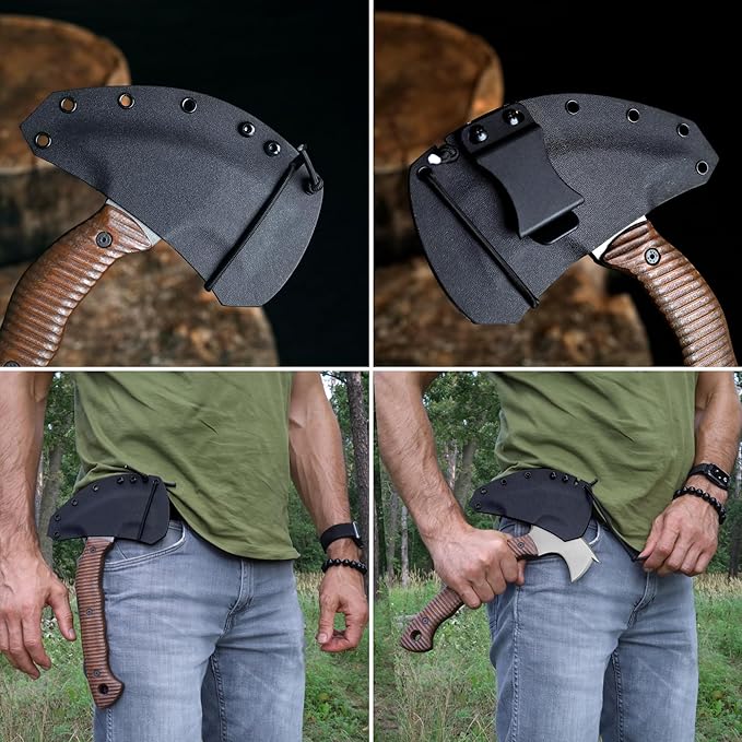AncientSmithy Tactical Tomahawk Axe Full Tang 11.22 Compact Survival Axes for Throwing with Sheath Handmade Bushcraft Hatchet for Camping &amp Wood Chopping