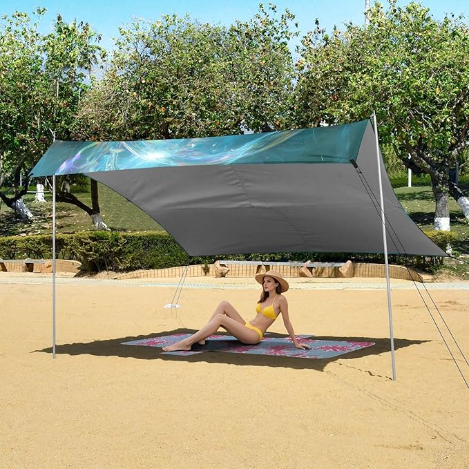 ALAZA Cute Maltese Dog Beach Tent Sun Shelter UPF50+ Protection Beach Shade Canopy w/ 4 Sandbags for Outdoor Camping Fishing Backyard Fun Picnic 10x9 ft