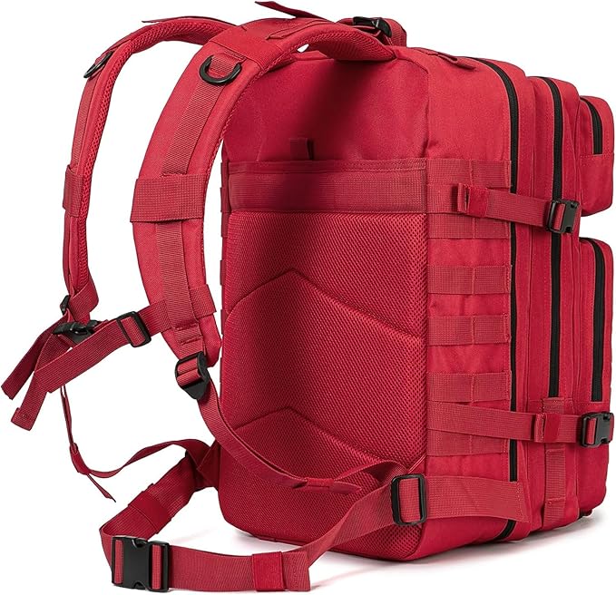 50L Military Tactical Backpack Training Gym Fitness Bag Outdoor Hiking Camping Army Molle Backpacks for Women Travel (Red)