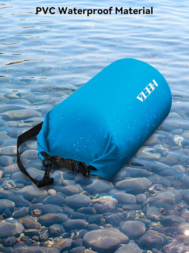 HEETA Waterproof Dry Bag for Women Men Upgraded Version (Blue 5L) Bundled with Waterproof Duffel Bag Motorcycle Dry Bag (Green 60L)