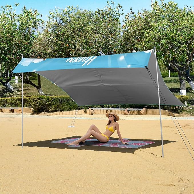 Spring Easter Eggs Beach Tent Sun Shelter Set UPF50+ UV Protection 10.5 x 9.19 FT Camping Shade Canopy with Sandbags Sand Anchors Carrying Bag and Others