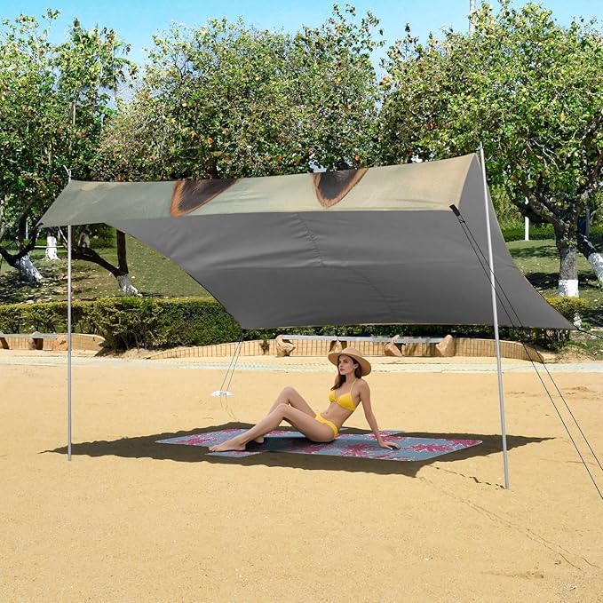 ALAZA German Shepherd Dog on Grass Beach Tent Sun Shelter Portable Canopy Sunshade for Outdoor Camping Picnics Backyard Fun 10x9 ft