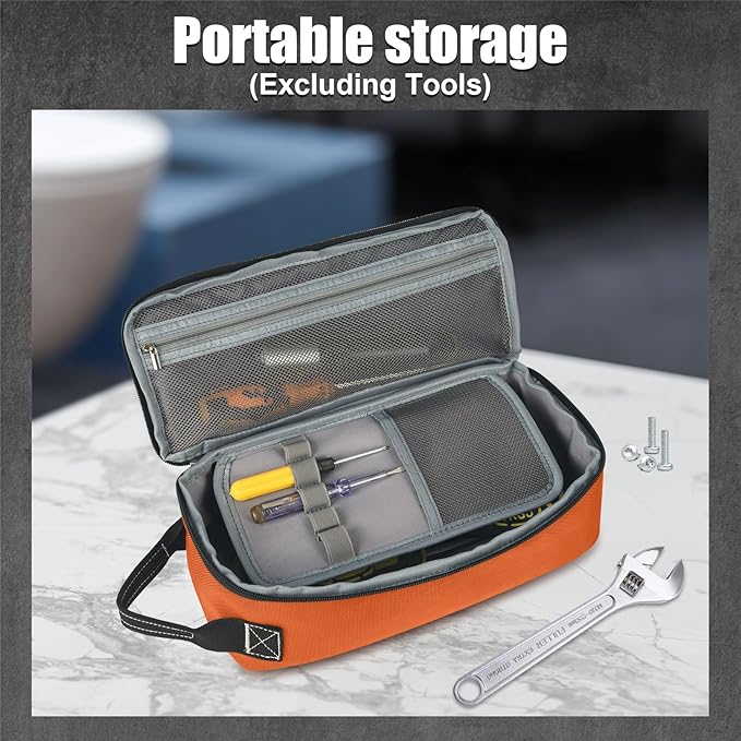 LAKE OF FIRE 12.6 Small Tool Bag Pouch for Men with Multiple Pockets Waterproof Heavy Duty Tool Bag Organizer with Zipper and Portable Handle (Orange)