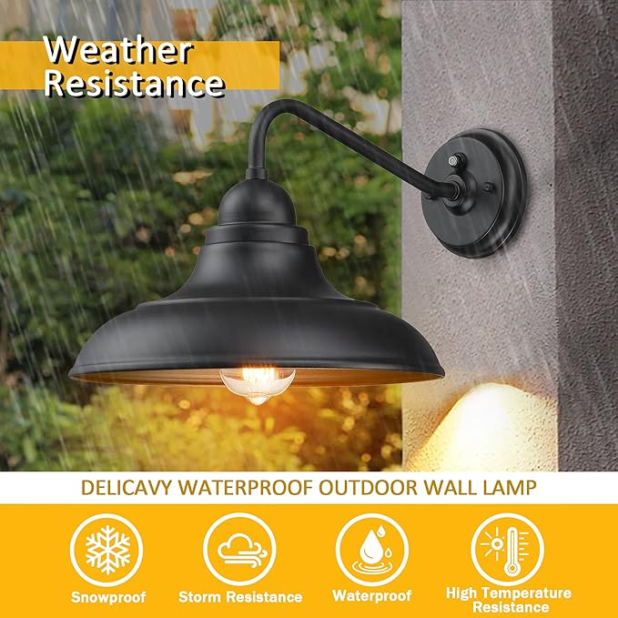 12 Dusk to Dawn Outdoor Wall Sconces Farmhouse Barn Light Outdoor Wall Lights Exterior Wall Lighting Fixture for Porch Entryways 1 Pack