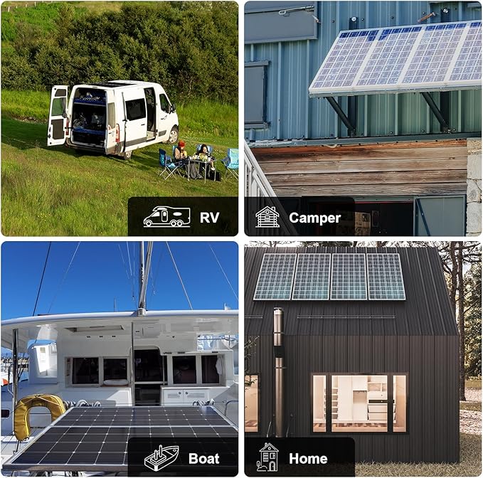 ECO-WORTHY 200 Watt 12V Complete Solar Panel Starter Kit for RV Off Grid with Battery and Inverter: 200W Solar Panels+30A Charge Controller+50Ah Lithium Battery+600W Solar Power Inverter
