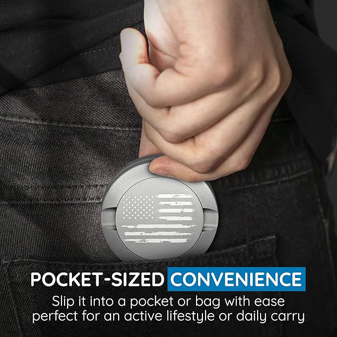 Premium Nicotine Pouch Container | Zyn Metal Can | Moisture &amp Odor Proof Snus Can | Zyn Accessories | Laser Engraved American Flag Design (Silver)