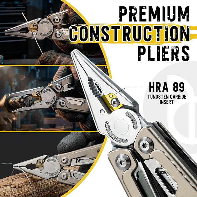 BIBURY 24-in-1 Titanium Multitool Pliers 8.7oz Ultra-Light EDC Pocket Tool with Sheath &amp Belt Clip Aerospace-Grade Titanium Handle for Camping Hiking DIY Gift for Men - 2048DT
