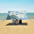 ALAZA White Lily Flowers on Blue Beach Tent Sun Shelter Portable Canopy Sunshade for Outdoor Camping Picnics Backyard Fun 10x9 ft