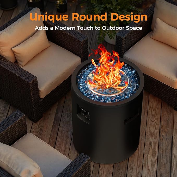 BALI OUTDOORS 50000 BTU Propane Fire Pit Outside 23 inch Outdoor Fire Pit Round Black Firepits for Outside Patio Garden Backyard