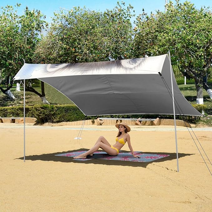 ALAZA Cute Raccoon Watercolor Beach Tent Sun Shelter UPF50+ Protection Beach Shade Canopy w/ 4 Sandbags for Outdoor Camping Fishing Backyard Fun Picnic 10x9 ft