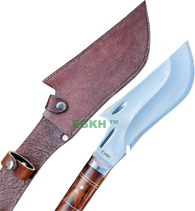 Handmade Forged Viking Axe with Etching on the Handle with Leather Case Custom Rose Wood Handle Carbon Steel - Veteran Camping Hatchet