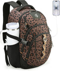 Swissdigital Laptop Backpack with USB Charging Port Travel Backpack Fits 15.6 inches Computer 31L Backpack for Men and Women Brown Leopard | SD803-103