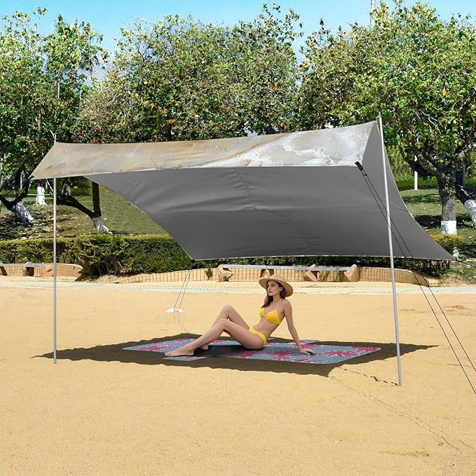 ALAZA Summer Sandy Beach Shells and Starfish Beach Tent Sun Shelter Portable Canopy Sunshade for Outdoor Camping Picnics Backyard Fun 10x9 ft