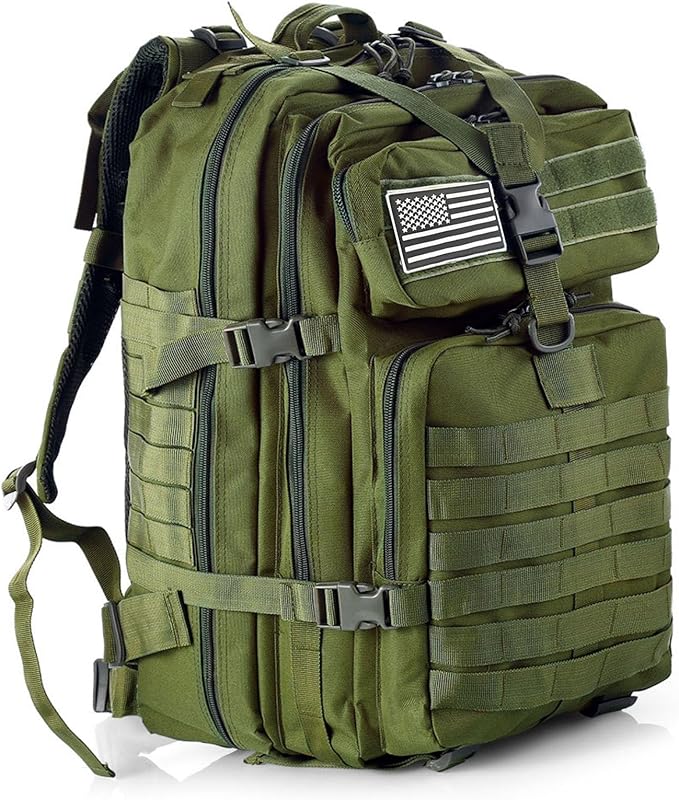 50L Sturdy Nylon Waterproof Fishing Hunting Backpack Outdoor Military Rucksacks Tactical Sports Camping Hiking Bags (Green)