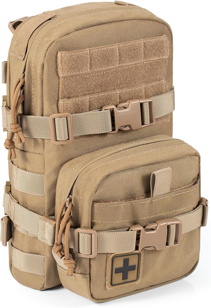 Tactical Small MOLLE Hydration Pack Outdoor Water Bladder Carrier Pack for Vest Backpack(Coyote Brown)