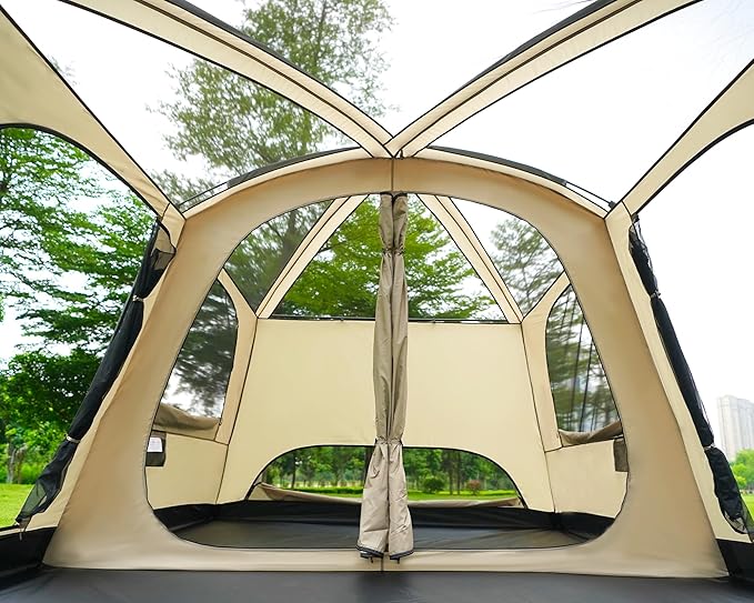 Vidalido 8-10 Person Camping Tent with 3 Door 2 Room Large Family Cabin Tents Double Layer Waterproof Portable Glamping Tent Big Tents for Outdoor Picnic Camping Hiking and Family Gathering