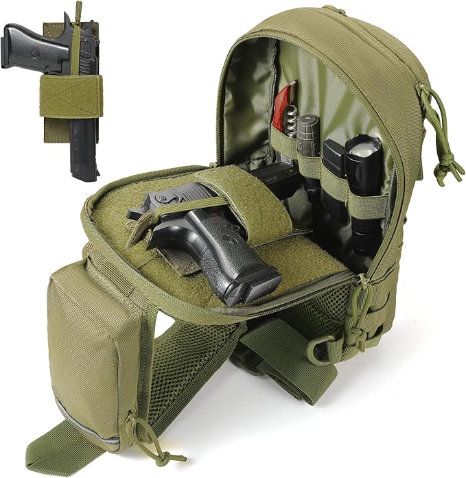Sling Backpak Tactical Chest Pistol Bag Shoulder Bags Crossbody Sling Backpack Holster Bag for Concealed Carry