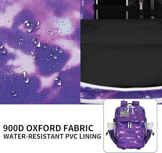 Lovelinks21 25L Tactical Backpack Military Tactical Backpack for Men and Women Small Assault Pack Outdoor Travel Hiking Camping Rucksack with Molle Webbing (Purple Camo)