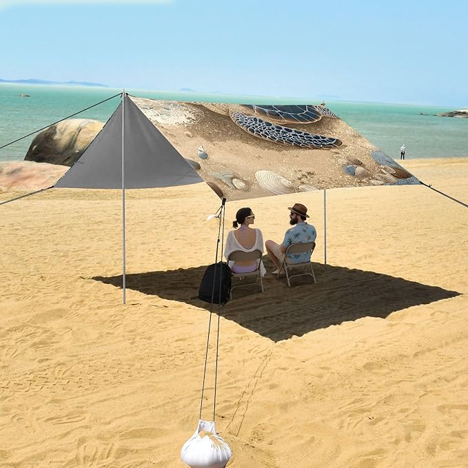 ALAZA Sea Turtle on Beach Beach Tent Sun Shelter Portable Canopy Sunshade for Outdoor Camping Picnics Backyard Fun 10x9 ft