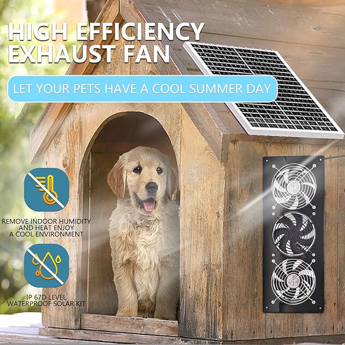 HNRLOY Solar Exhaust Fan25W Solar Panel with 3PCS Ventilation Fans KitSolar Powered Fan for ShedChicken CoopAttic &amp Greenhouse Intake or Exhaust Air3500RPM 15FT CordIP67 Waterproof