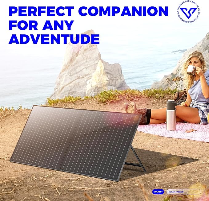 VOLTSET 100 Watt 12 Volt Portable Solar Panel with Waterproof 10A Charger Controller Foldable 100W Solar Charger Suitcase with H-Bracket for Power Station Car Camping RV Boat and Outside