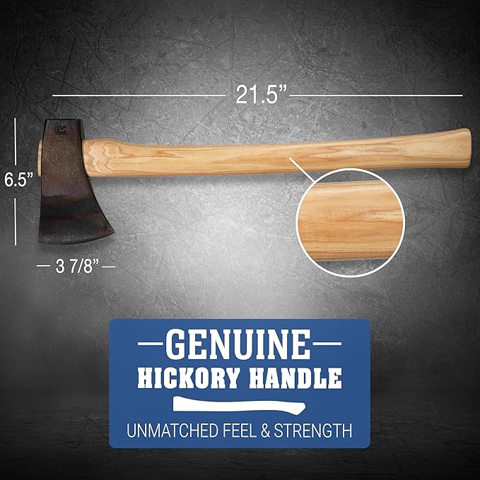 COUNCIL TOOL Sport Utility Flying Fox Woodsman Hatchet - 1.625 lbs Throwing Axe with 22 Straight Hickory Handle &amp Hardened Poll - SU162FF22S