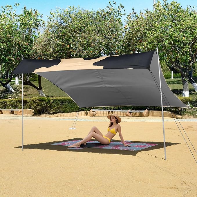 ALAZA Light Yellow Cow Pattern Beach Tent Sun Shelter Portable Canopy Sunshade for Outdoor Camping Picnics Backyard Fun 10x9 ft