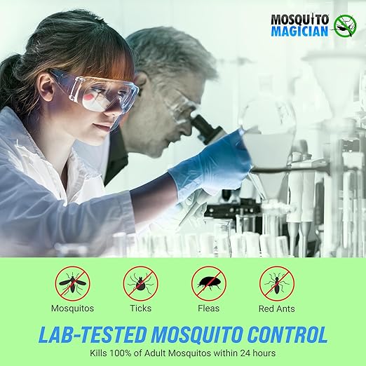 Mosquito Magician 1 Gallon Liquid Concentrate with a 2 Gallon Pump Up Sprayer - User-Friendly - Ideal for Yards Lawns Patios - Kills Mosquitoes Fleas Fire Ants - Includes 6 Natural Essential Oils