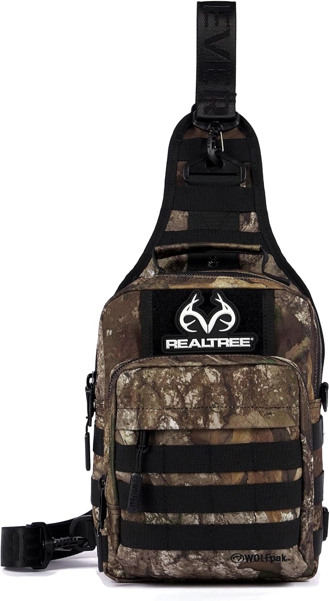 WOLFpak 9L Tactical Sling Bag |Concealed Carry CCW Backpack |Military Crossbody EDC Daypack Molle Chest Shoulder Pack for Hiking Travel Work | (Realtree APX)