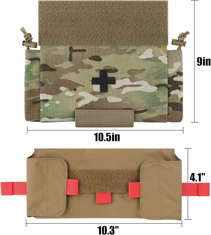PETAC GEAR Tactical First Aid Drop Dump Pouch Micro Medical Trauma Roll Up Drop Pouch EMT IFAK Sub Abdominal Carrying Bag with Hook-N-Loop (MC)